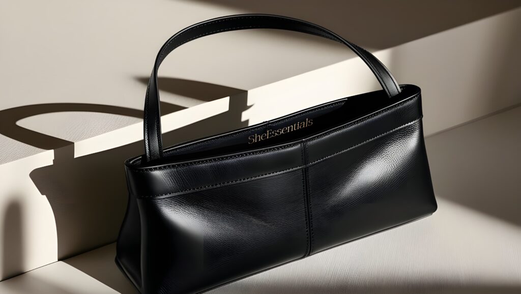 black leather bag